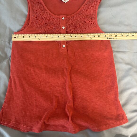 Lucky Brand Lace Trim Tank, Poppy Red, Women's Size Medium - Picture 6 of 8